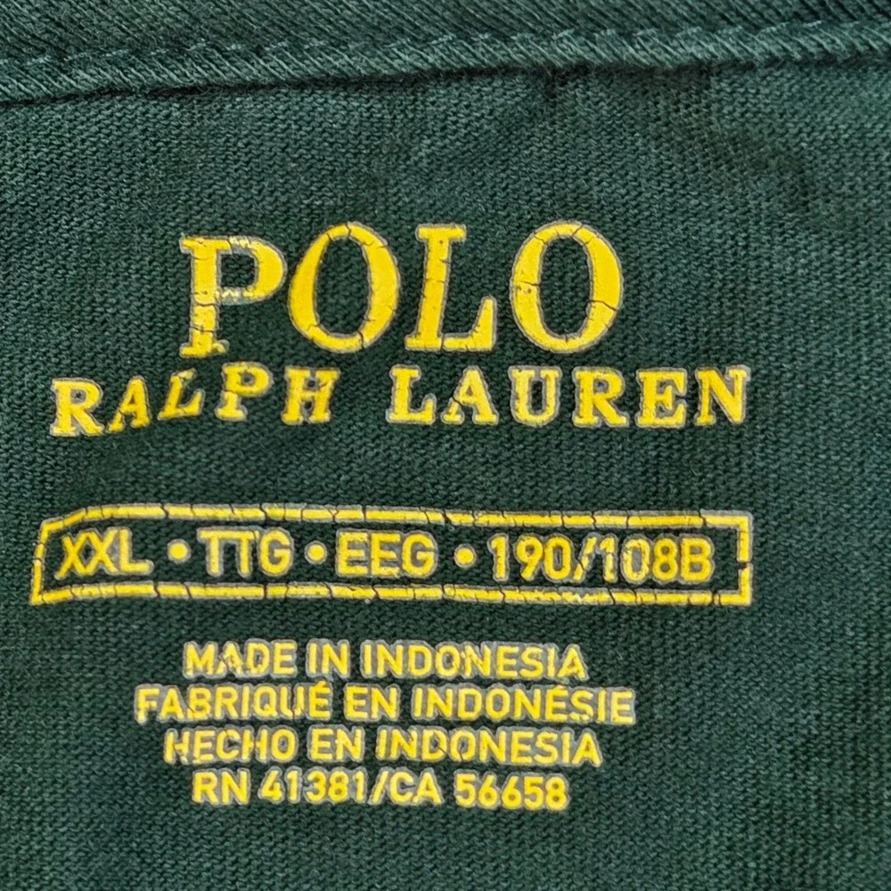 Polo Ralph Lauren V-Neck T-Shirt Mens XXL Short Sleeve Pony Logo Forest Green